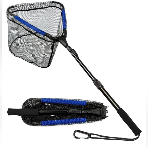 NWT LBW Folding Fishing Net Collapsible & Telescopic Aluminum Pole Handle - Picture 1 of 5